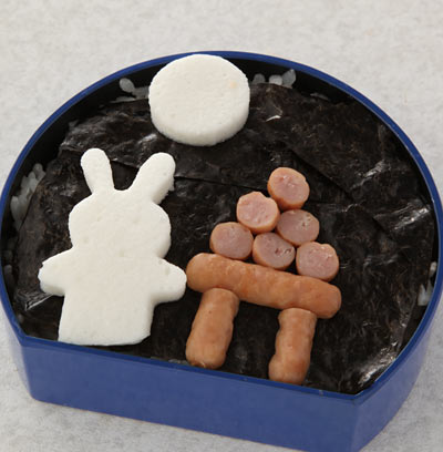 かんたん海苔弁お絵かき-お月見弁当