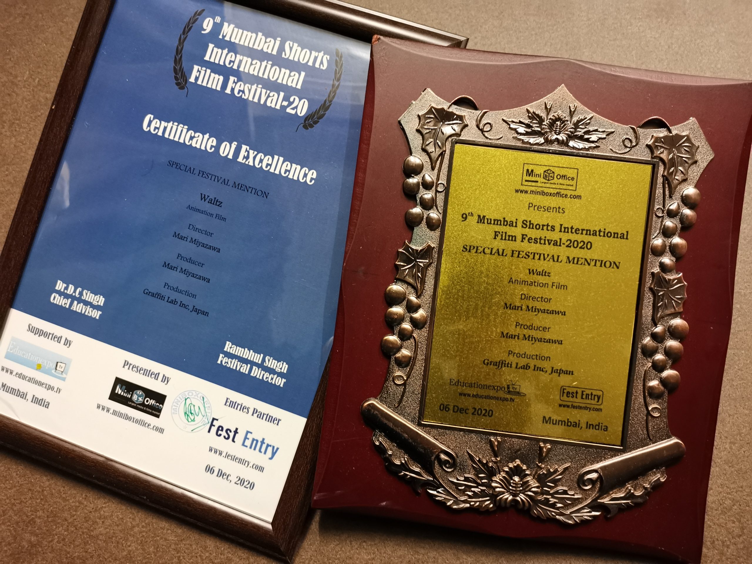 Munbai Shorts International Film FestivalでSpacial Mention受賞